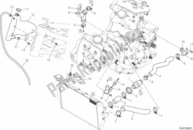 Toutes les pièces pour le Circuit De Refroidissement du Ducati Multistrada 1200 S Touring Brasil 2017